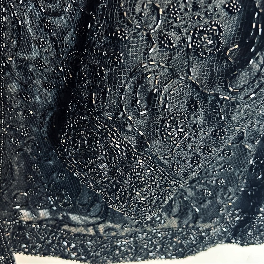 Beaded Lace Jacket Black 18W 1X Formal Event Party Wedding Guest Black Tie Gala - Picture 5 of 7